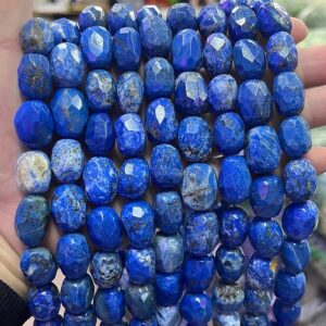 12-15mm Natural Faceted Lapis Lauzil Nugget Spacer Loose Beads,DIY handmade Jewelry Making Beaded accessories,15 inches one strand
