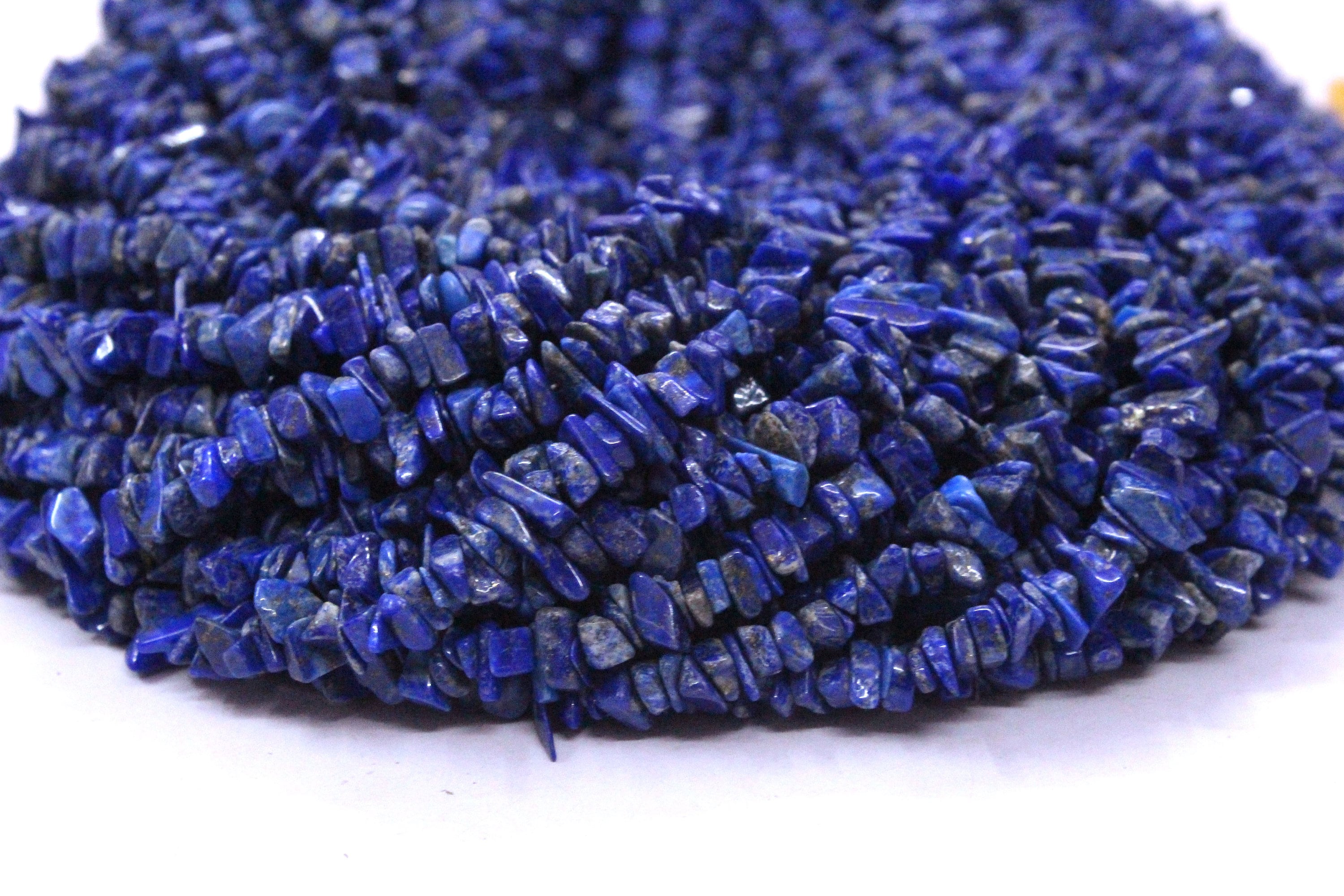 16" Lapis Lazuli Chip Beads: 6-8mm Polished Gemstone Jewelry Making
