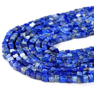 2mm Natural Lapis Gemstone Nugget Cube Loose Beads 15.5 Inch Full Strand (80008876-p13)