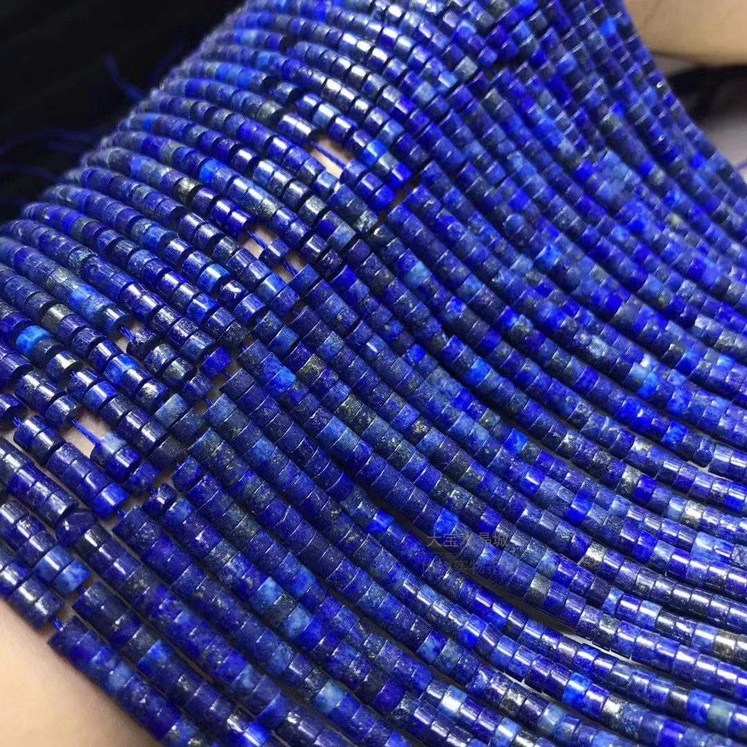 2x4mm Natural Lapis Lazuli Spacer Beads,lapis Lazuli Flat Gemstone Nugget Beads,one Strand 15"