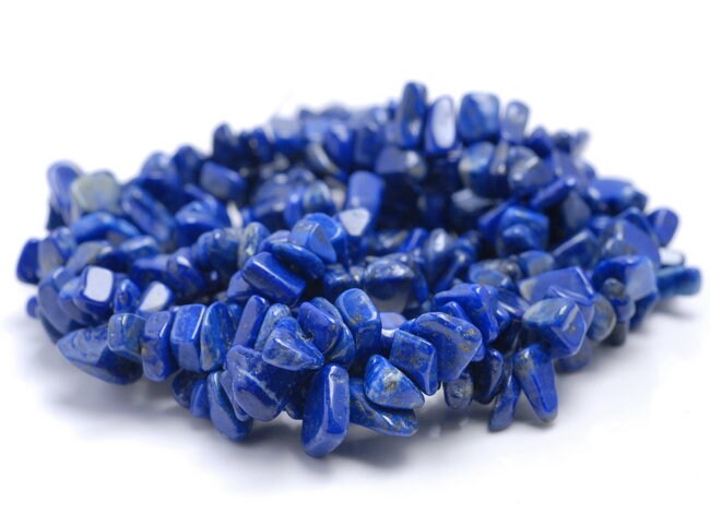 5-6mm  Genuine Lapis Lazuli Gemstone Pebble Nugget Chip Loose Beads 34 Inch  (80001793-a17)