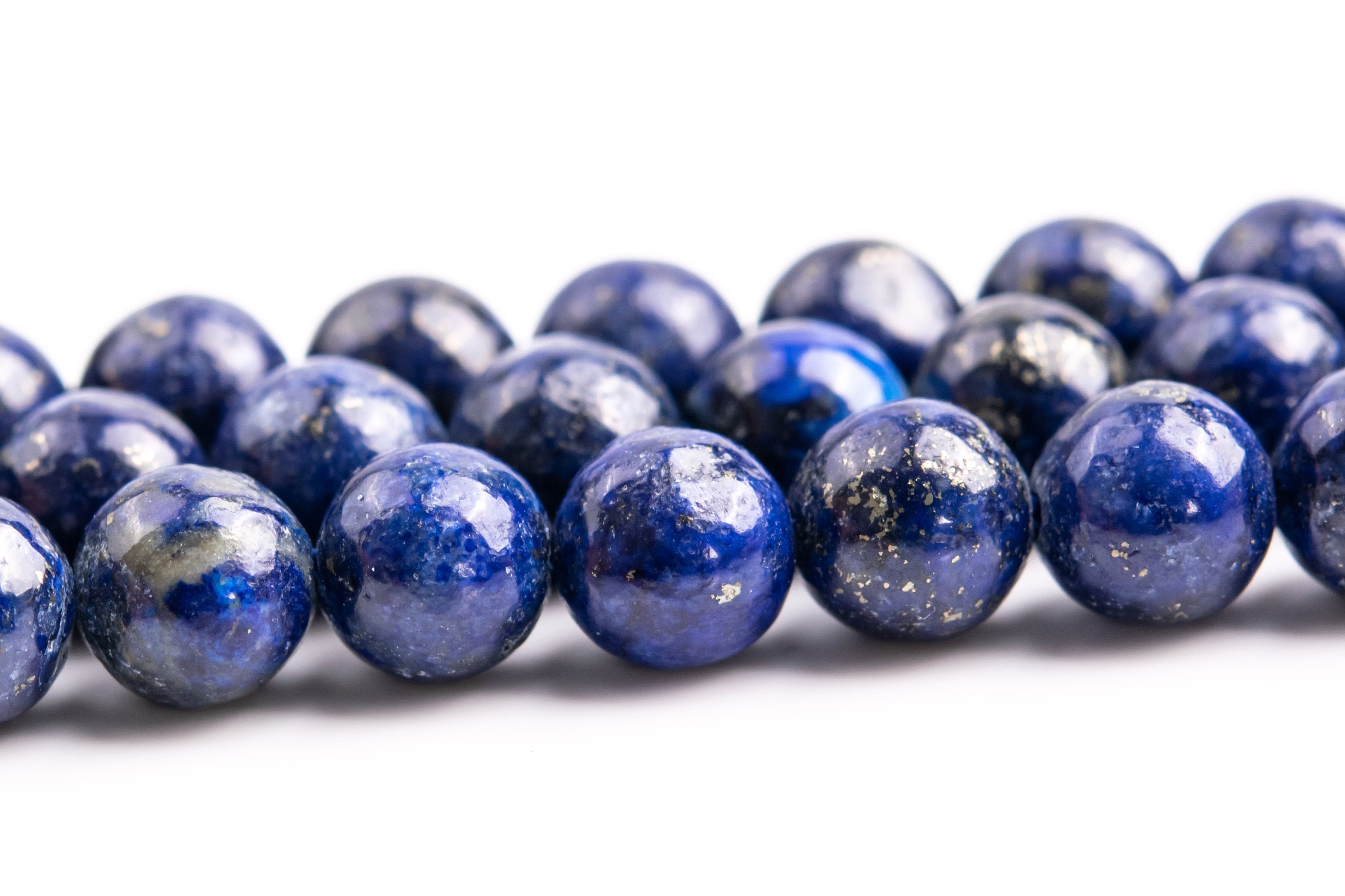 6-7mm Deep Blue Lapis Lazuli Beads Grade A+ Gemstone Nugget Round Loose Beads 15.5" / 7.5" Bulk Lot Options (118616)