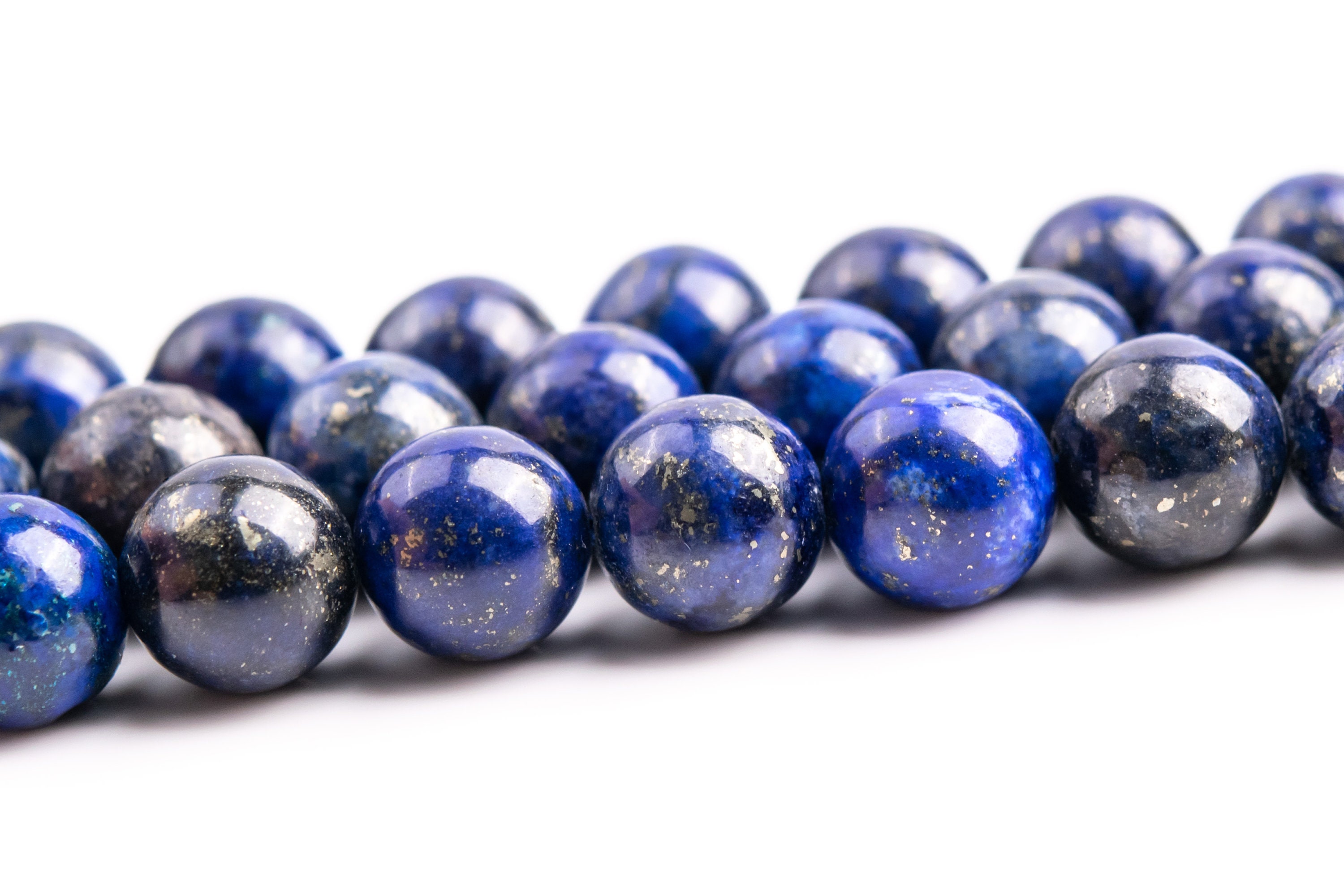 6-7mm Deep Blue Lapis Lazuli Beads Grade A Gemstone Nugget Round Loose Beads 15"/7.5" Bulk Lot Options (118615)