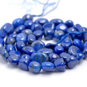 6-7mm Genuine Lapis Lazuli Gemstone Pebble Nugget Granule Loose Beads 15.5 Inch Full Strand (80001926-a34)