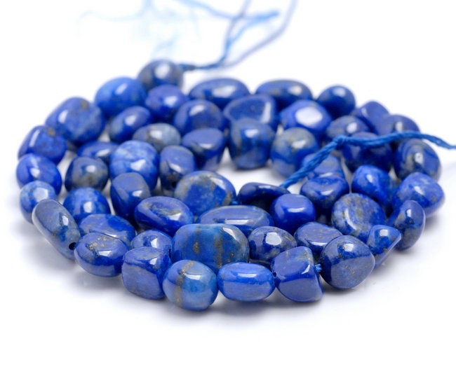 6-7mm  Genuine Lapis Lazuli Gemstone Pebble Nugget Granule Loose Beads 15.5 Inch Full Strand (80001926-a34)
