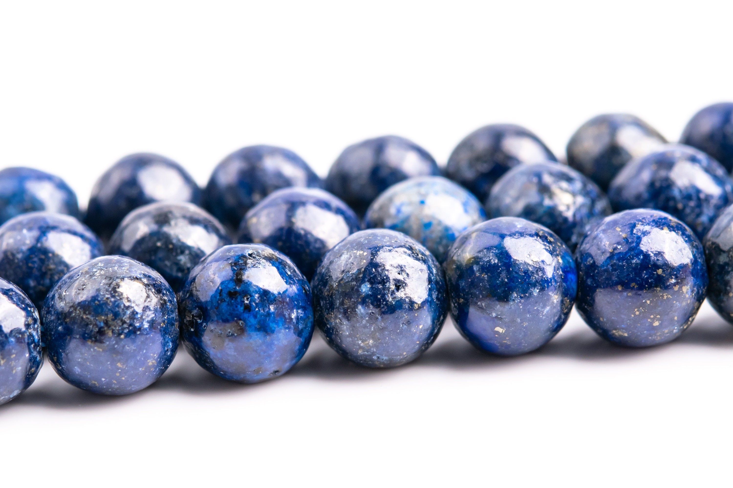 7-8mm Deep Blue Lapis Lazuli Beads Grade A+ Gemstone Nugget Round Loose Beads 15.5" / 7.5"bulk Lot Options (118601)