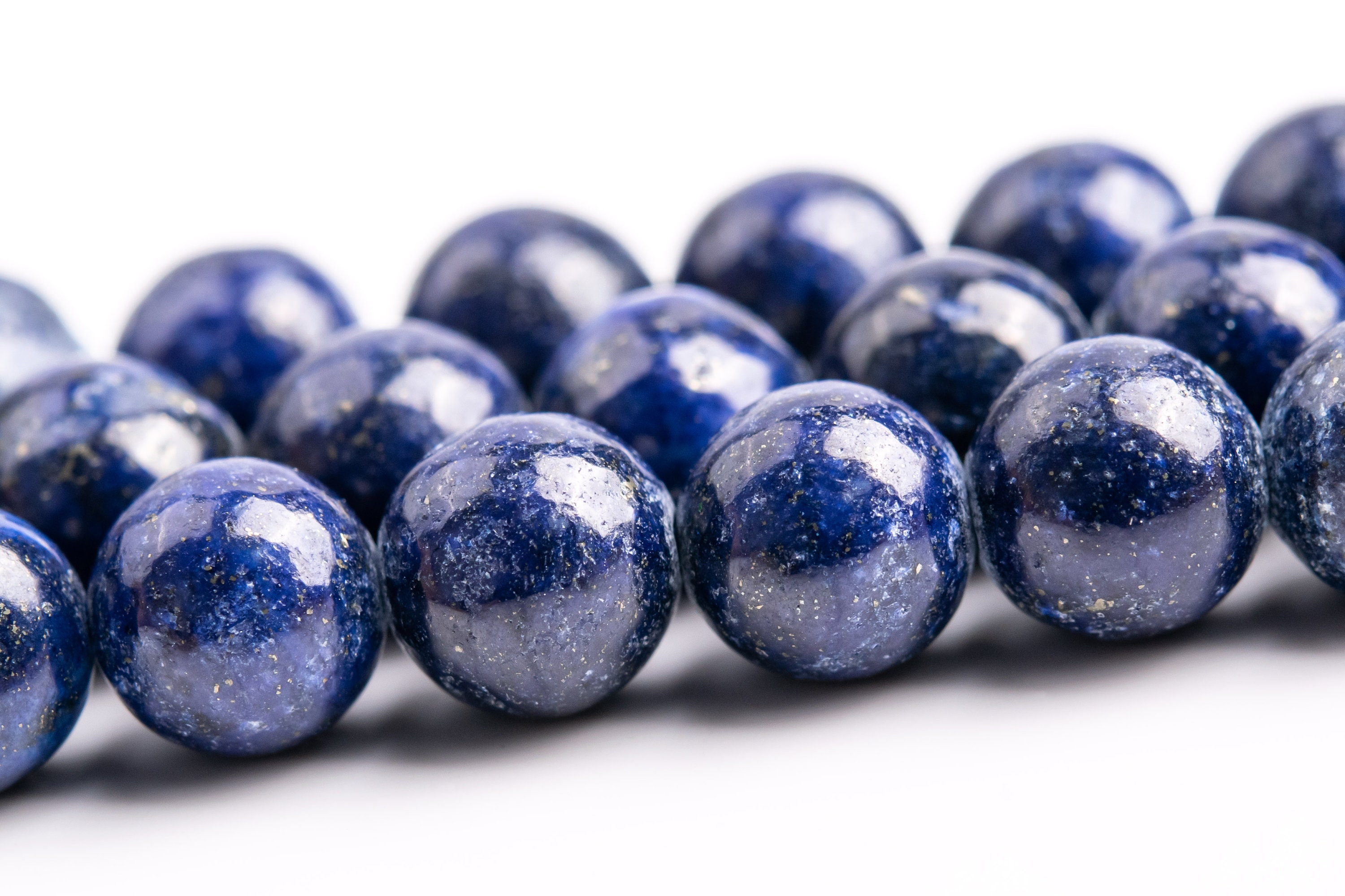 8mm Deep Blue Lapis Lazuli Beads Grade A Gemstone Nugget Round Loose Beads 15" / 7.5" Bulk Lot Options (118617)