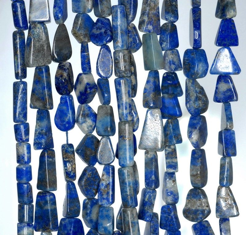 9x5-21x13mm Lapis Lazuli Gemstone Blue Nugget Rectangle Triangle Loose Beads 14 Inch Full Strand (90184962-899)