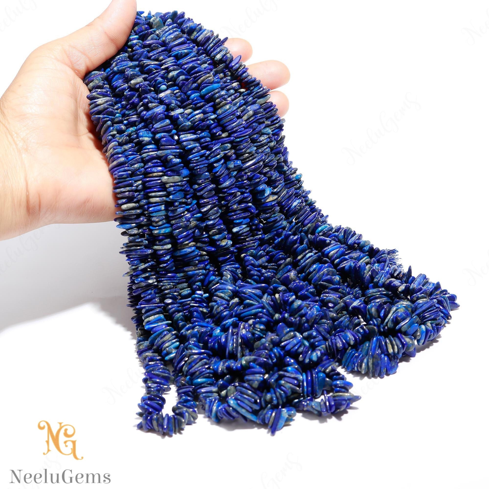 Aaa+ Blue Lapis Lazuli Smooth Flat Nugget Beads,natural Lapis Lazuli Tiny Nugget Beads,18" Nuggets Gemstone Beads For Handmade Jewelry