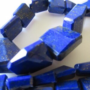 AAA Lapis Lazuli Step Cut Tumble Beads, Natural Lapis Lazuli Faceted Nugget Beads, 8mm To 15mm Beads, 18 Inch/9 Inch Strand, GDS723