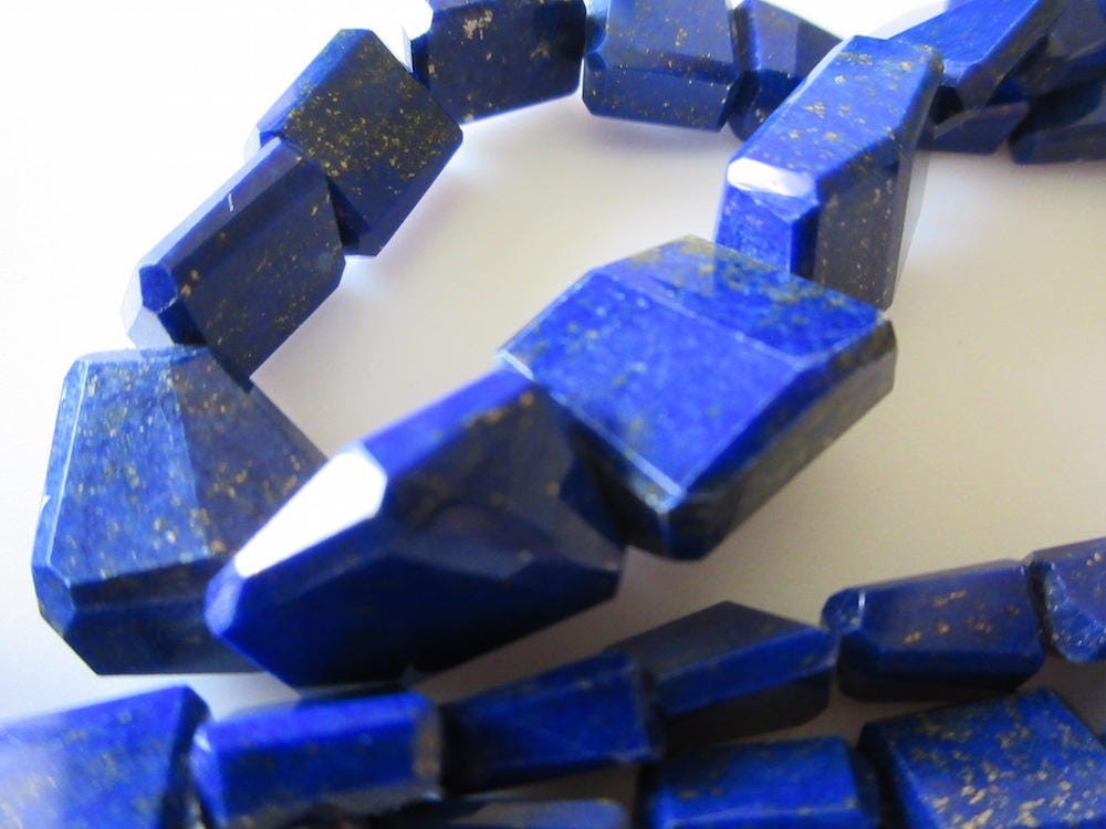 Aaa Lapis Lazuli Step Cut Tumble Beads, Natural Lapis Lazuli Faceted Nugget Beads, 8mm To 15mm Beads, 18 Inch/9 Inch Strand, Gds723