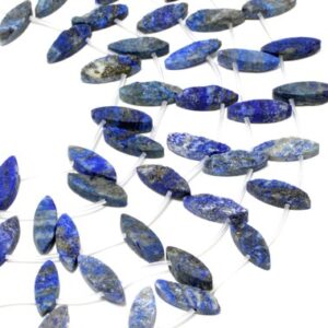 Lapis Lazuli Beads: 10x30mm Top Drilled Rough Horse Eyes, 11 Pcs