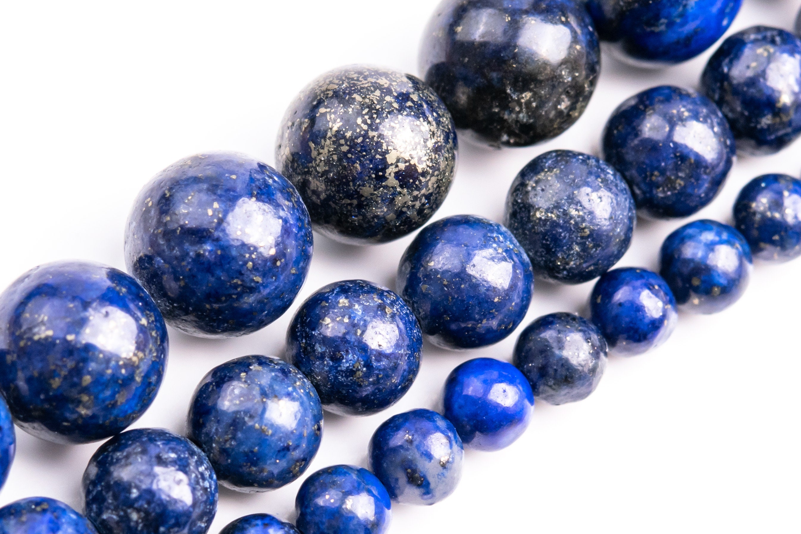 Deep Blue Lapis Lazuli Beads Grade A+ Gemstone Nugget Round Loose Beads 4mm 6mm 8mm Bulk Lot Options