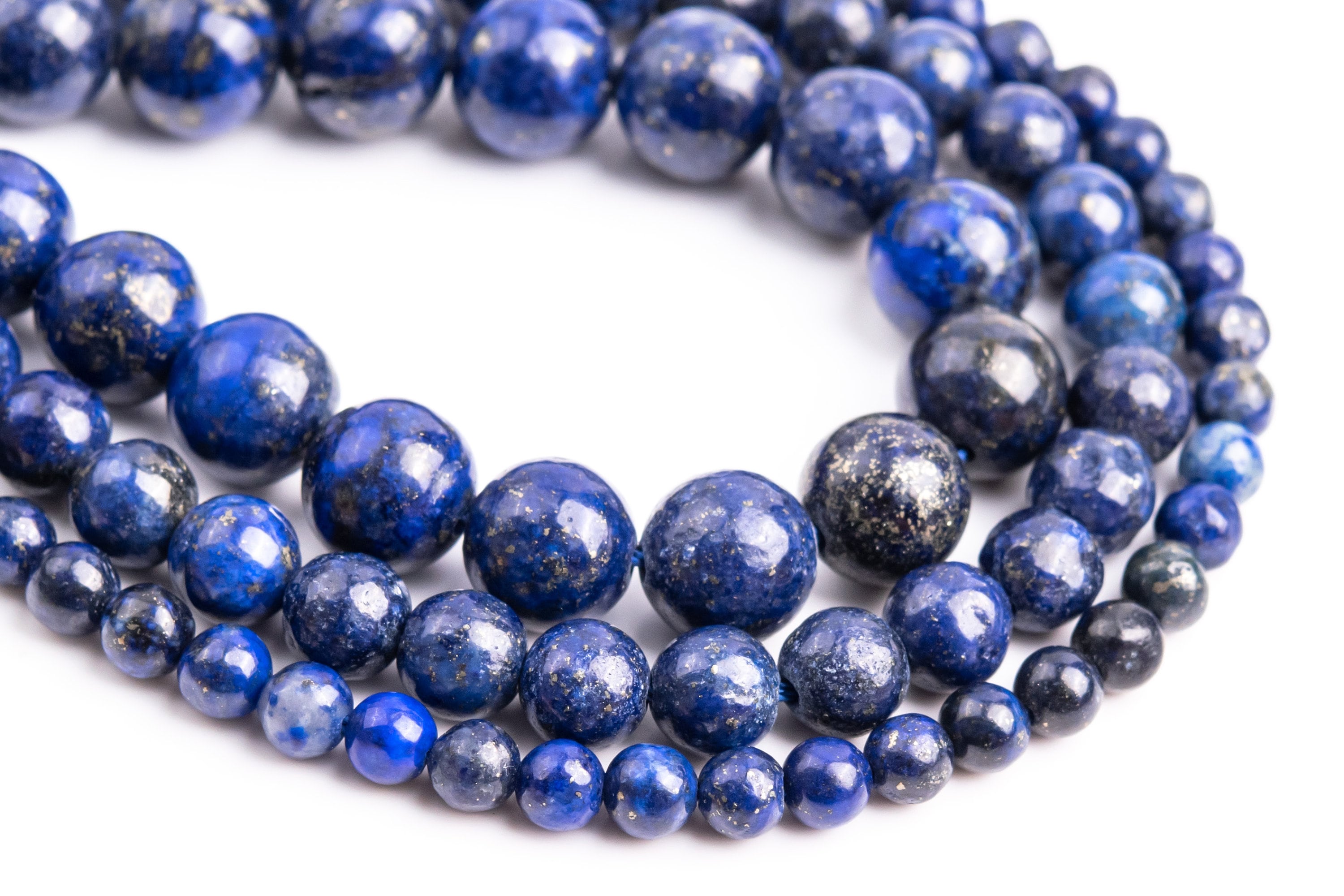 Deep Blue Lapis Lazuli Loose Beads Nugget Round Shape 6mm 8mm