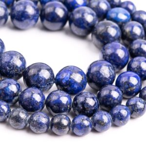 Deep Blue Lapis Lazuli Loose Beads Nugget Round Shape 8mm 10mm 12mm