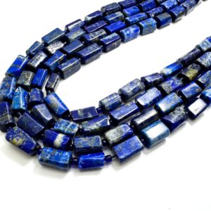 Natural Blue Lapis Lazuli Gemstone Beads: Faceted Rectangular Cube Nuggets, 15.5" Strand - Pgs122