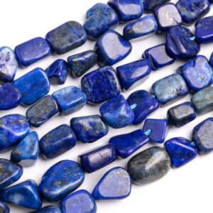 Genuine Natural Deep Blue Lapis Lazuli Loose Beads Grade A Pebble Nugget Shape 7-9mm