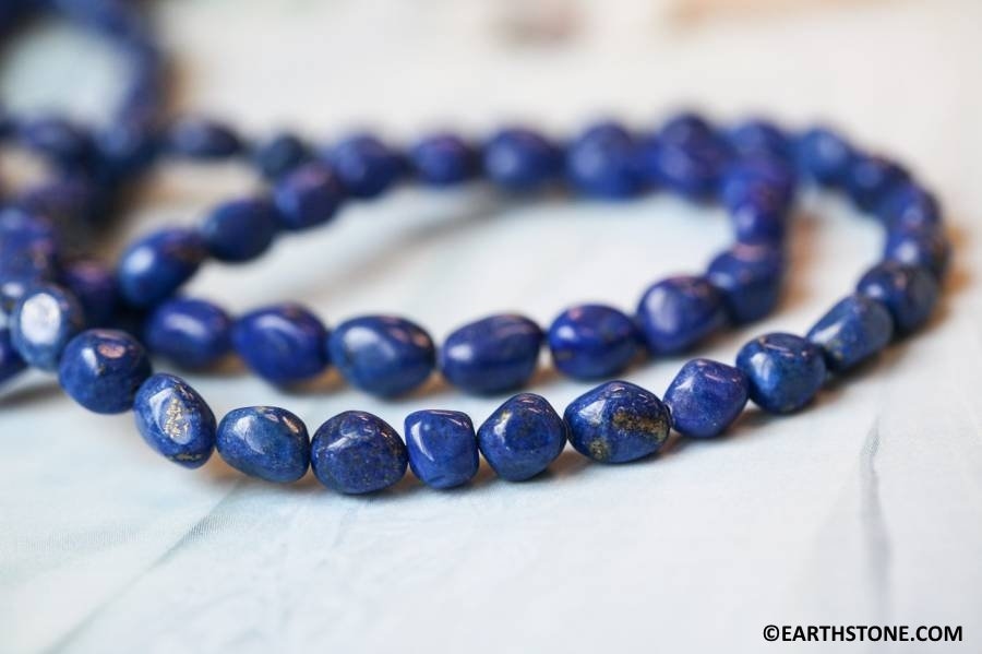 M/ Natural Lapis 6-7mm/ 7-8mm Tumbled Nugget Beads 16" Strand Size/shade Varies Natural Gemstone Beads For Jewelry Making