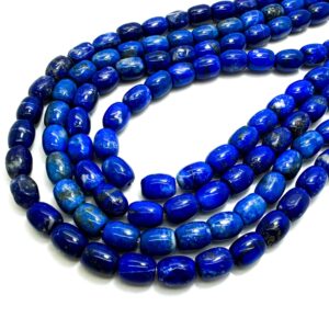 Natural Blue Lapis Lazuli Barrel 6mm X 8mm, 4mm X 6mm Pebble Gemstone Beads - Pg97c