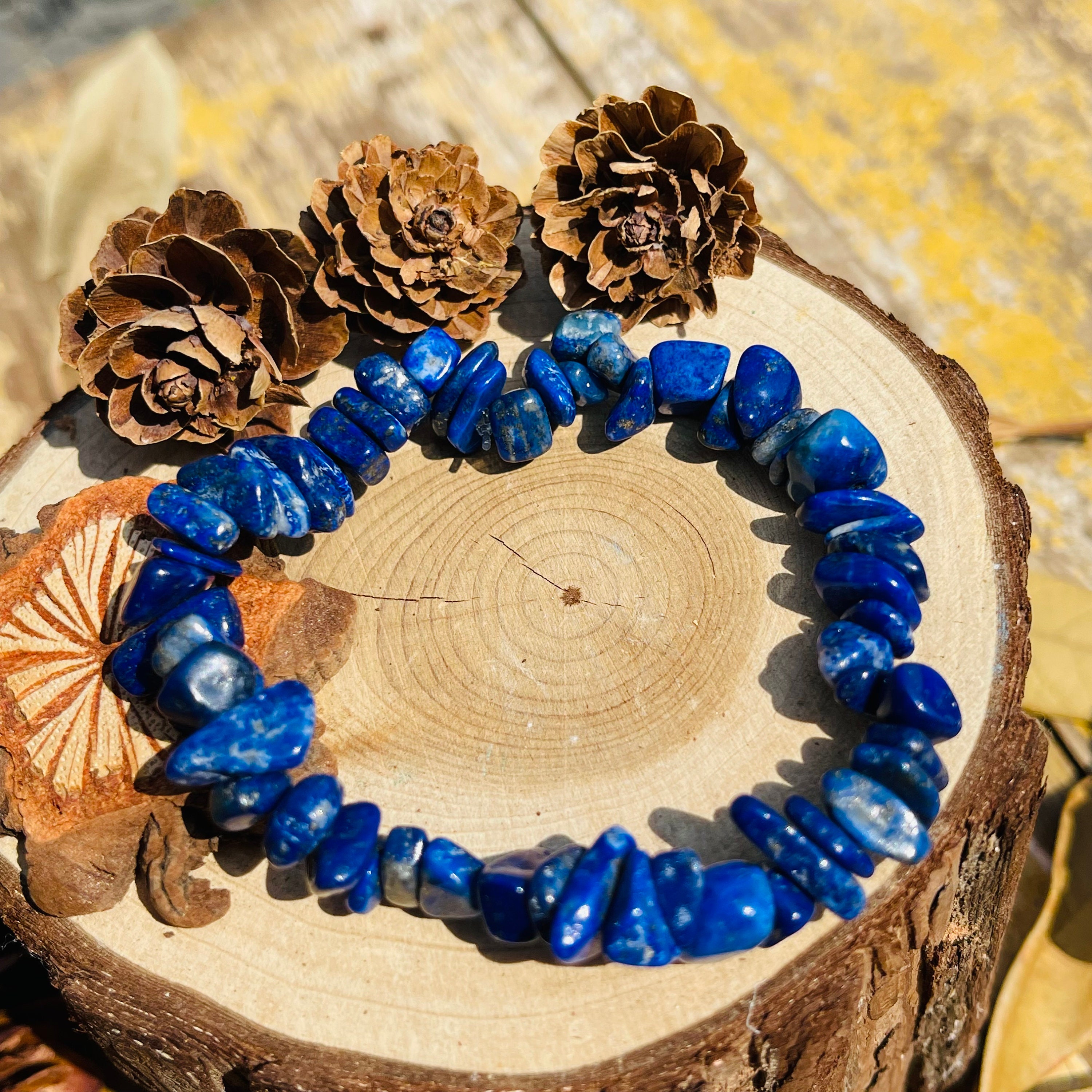 Natural Lapis Lazuli Chip Bracelet,healing Braclet,stretchy Chip Beads Bracelet,chip Stretchy String Bracelet.7.5 Inches Bracelet.