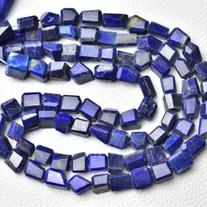 Natural Lapis Lazuli Nugget Beads 8mm to 10mm Natural Shape Beads Faceted Gemstone Nugget Beads Genuine Lapis Beads - 14 Inch Strand No6081
