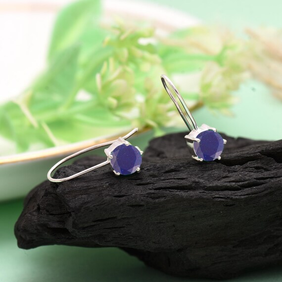 Natural Lapis Lazuli Earrings 925 Sterling Silver Earring Handmade Jewelry Gift For Her