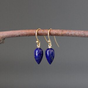 Lapis and Gold Earrings - Blue Lapis Earrings - Lapis Lazuli Earrings - Blue Gemstone Earrings - Single Stone Earrings - Gemstone Charms