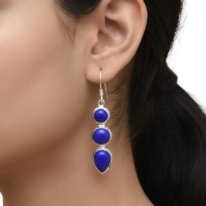 Blue Lapis Lazuli Sterling Silver Hook Earrings: Handmade Gemstone Jewelry