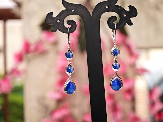 Lapis Lazuli Dangle Drop For Women 925 Sterling Silver Handmade Earrings Multi Gemstone Minimalist Earrings Unique Long Wedding Earrings Lapis Lazuli Dangle Drop For Women 925 Sterling Silver Handmade Earrings Multi Gemstone Minimalist Earrings Unique Long Wedding Earrings