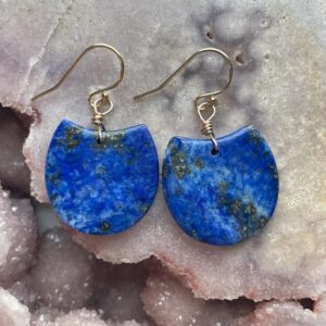 Lapis Lazuli Dangle Earrings: Gold Filled Statement Jewelry