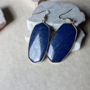 Lapis Earrings • Large Lapis Earrings • Gold Lapis Earrings • Blue Lapis Lazuli Earrings • Genuine Lapis Earrings • Affordable Earrings