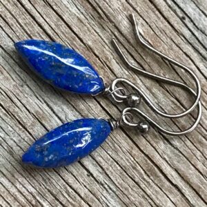 Natural Lapis Lazuli Earrings: Sterling Silver Dangles, Minimalist Gemstone Jewelry