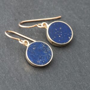 Petite Lapis Lazuli Earrings, Minimalist Vermeil Bezel Set Navy Blue Natural Stone Drops, Gold Filled French Ear Wires