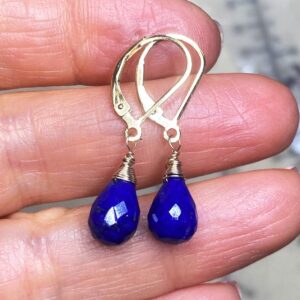 Lapis Lazuli Earrings: Petite Teardrop 14k Gold Fill, September Birthstone