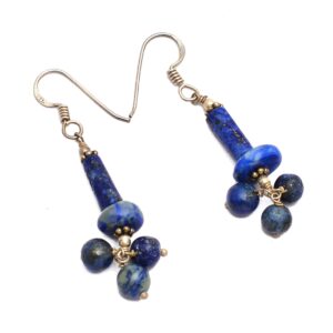 Rare Long Lapis Lazuli Gemstone Dangle Earrings , Natural Lapis Lazuli - Sterling Silver Earrings , Lapis Earrings - Sterling 925 Silver