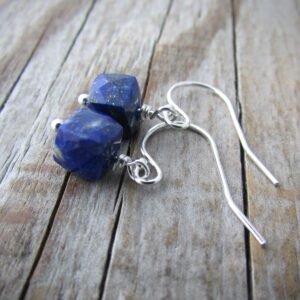 Lapis Lazuli Earrings: Sterling Silver Petite Stone Cubes