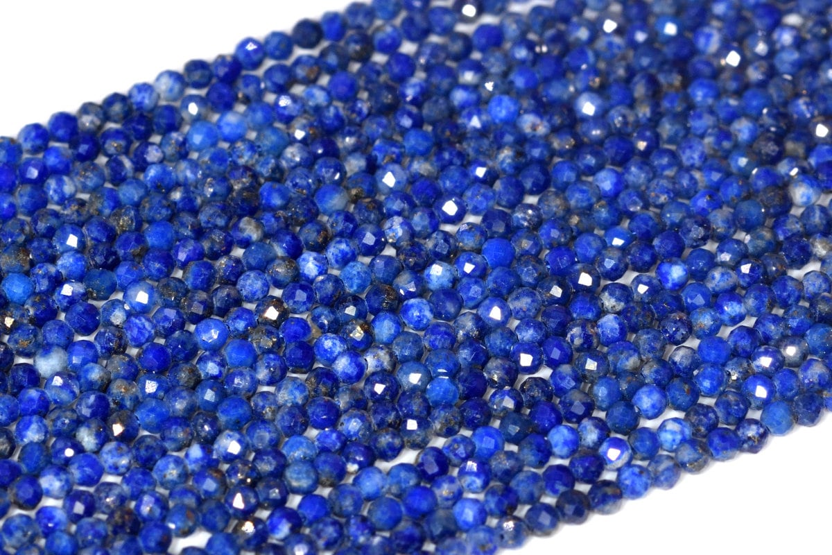 1-2mm Lapis Lazuli Beads Grade Aa Genuine Natural Gemstone Full Strand Faceted Round Loose Beads 15" Bulk Lot Options (107182-2303)