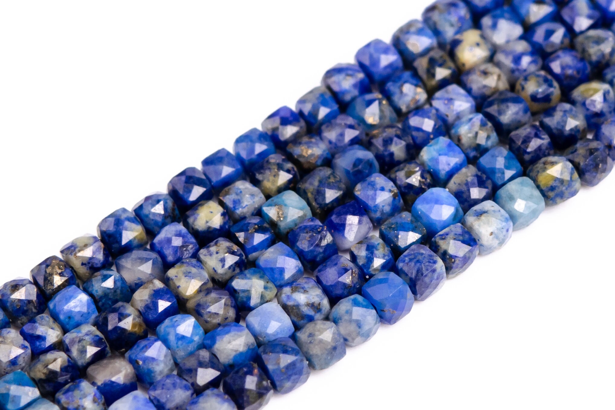 2x2mm Deep Blue Lapis Lazuli Beads Faceted Cube Grade A Genuine Natural Gemstone Half Strand Loose Beads 15" Bulk Lot Options (117041-419)