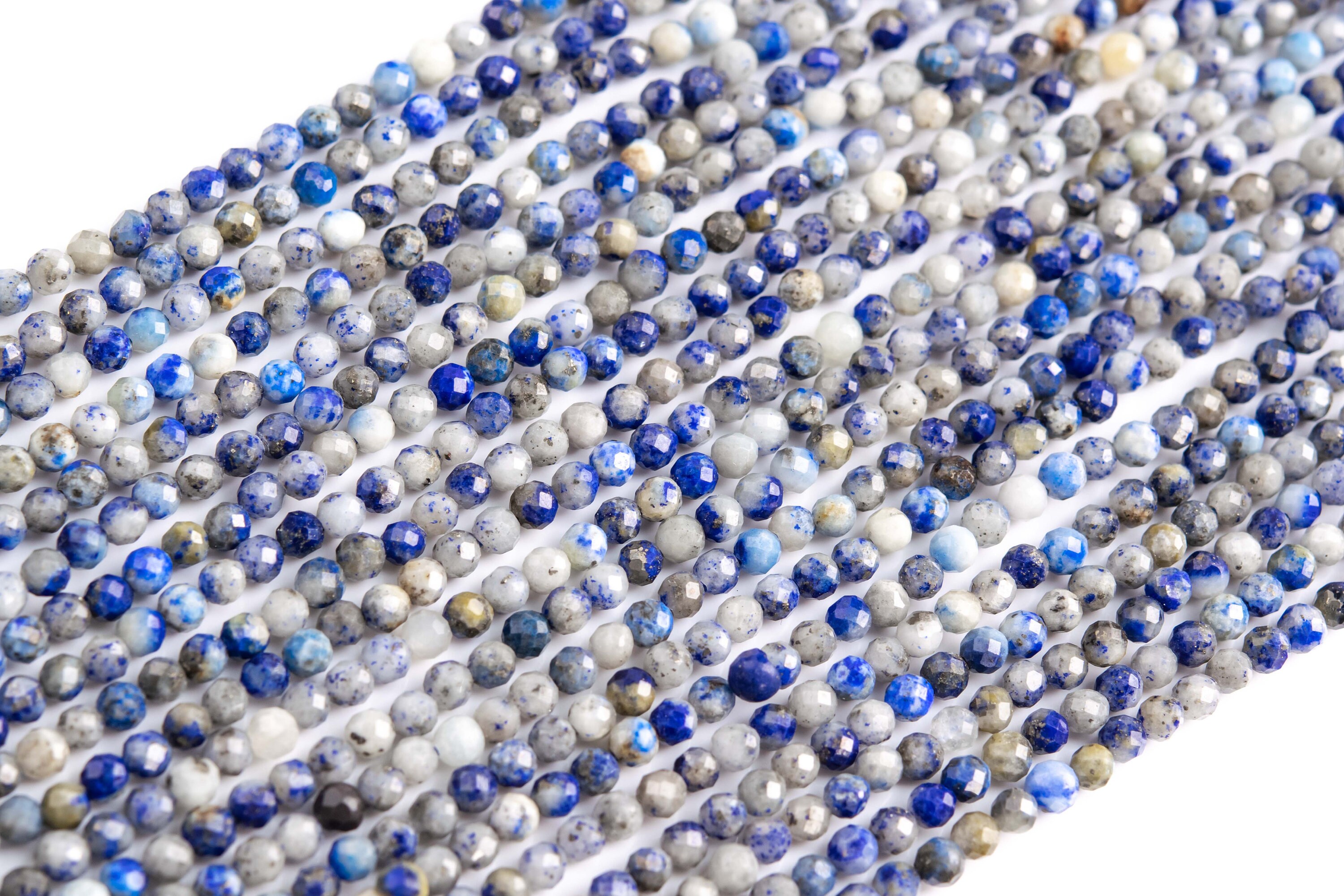 3mm Lapis Lazuli Beads Grade Ab Genuine Natural Gemstone Full Strand Faceted Round Loose Beads 15.5" Bulk Lot Options (117638-3967)