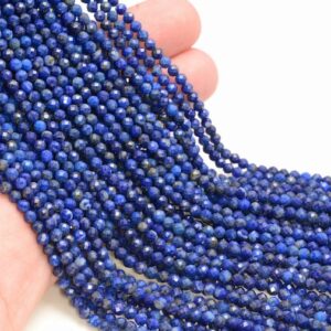 3MM Lapis Lazuli Gemstone Grade AAA Micro Faceted Round Beads 15.5" BULK LOT 1,6,12,24 and 48 (80010083-A197) 3MM Lapis Lazuli Gemstone Grade AAA Micro Faceted Round Beads 15.5" BULK LOT 1,6,12,24 and 48 (80010083-A197)