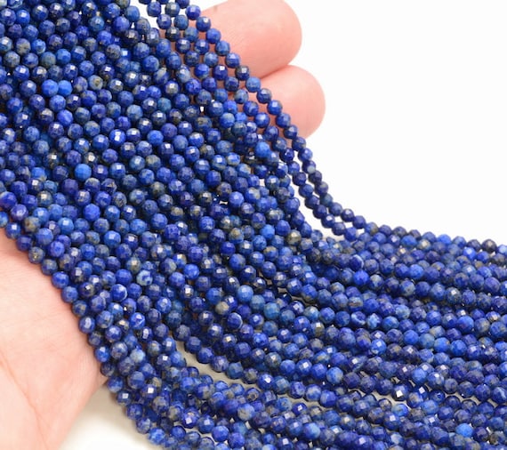 3mm Lapis Lazuli Gemstone Grade Aaa Micro Faceted Round Beads 15.5" Bulk Lot 1,6,12,24 And 48 (80010083-a197)