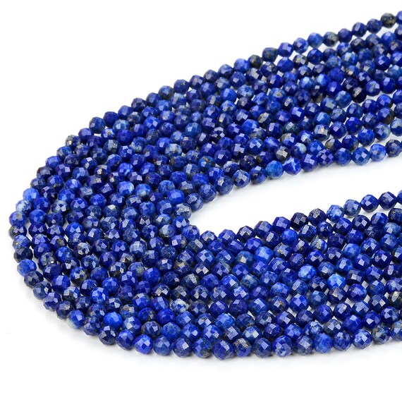 3mm Natural Lapis Lazuli Gemstone Grade Aaa Micro Faceted Round Beads 15 Inch Full Strand Bulk Lot 1,2,6,12 And 50 (80009274-p25)