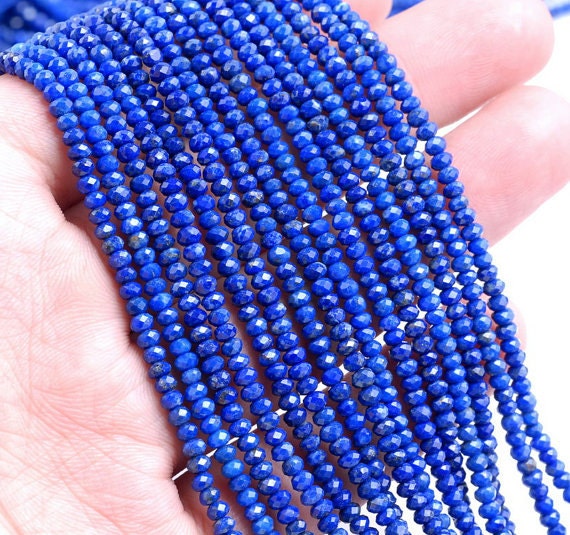 3x2mm Natural Azura Lapis Lazuli Gemstone Grade Aaa Blue Faceted Rondelle Loose Beads 15.5 Inch Full Strand Lot 1,2,6,12 (90183426-785)