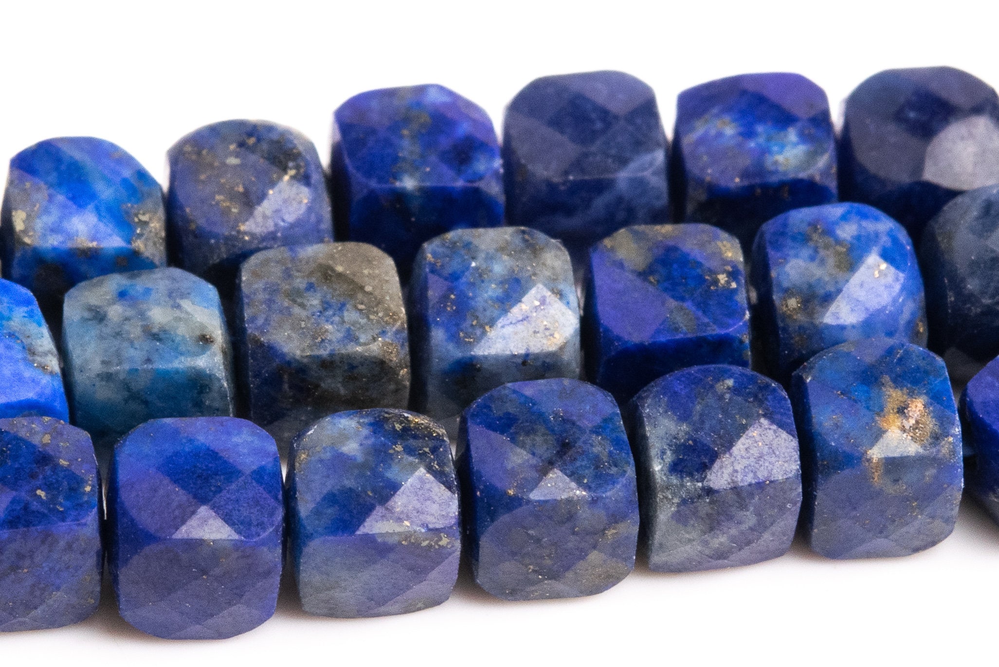 4mm Lapis Lazuli Beads Faceted Cube Grade A Genuine Natural Gemstone Loose Beads 15.5"/ 7.5" Bulk Lot Options (111431)