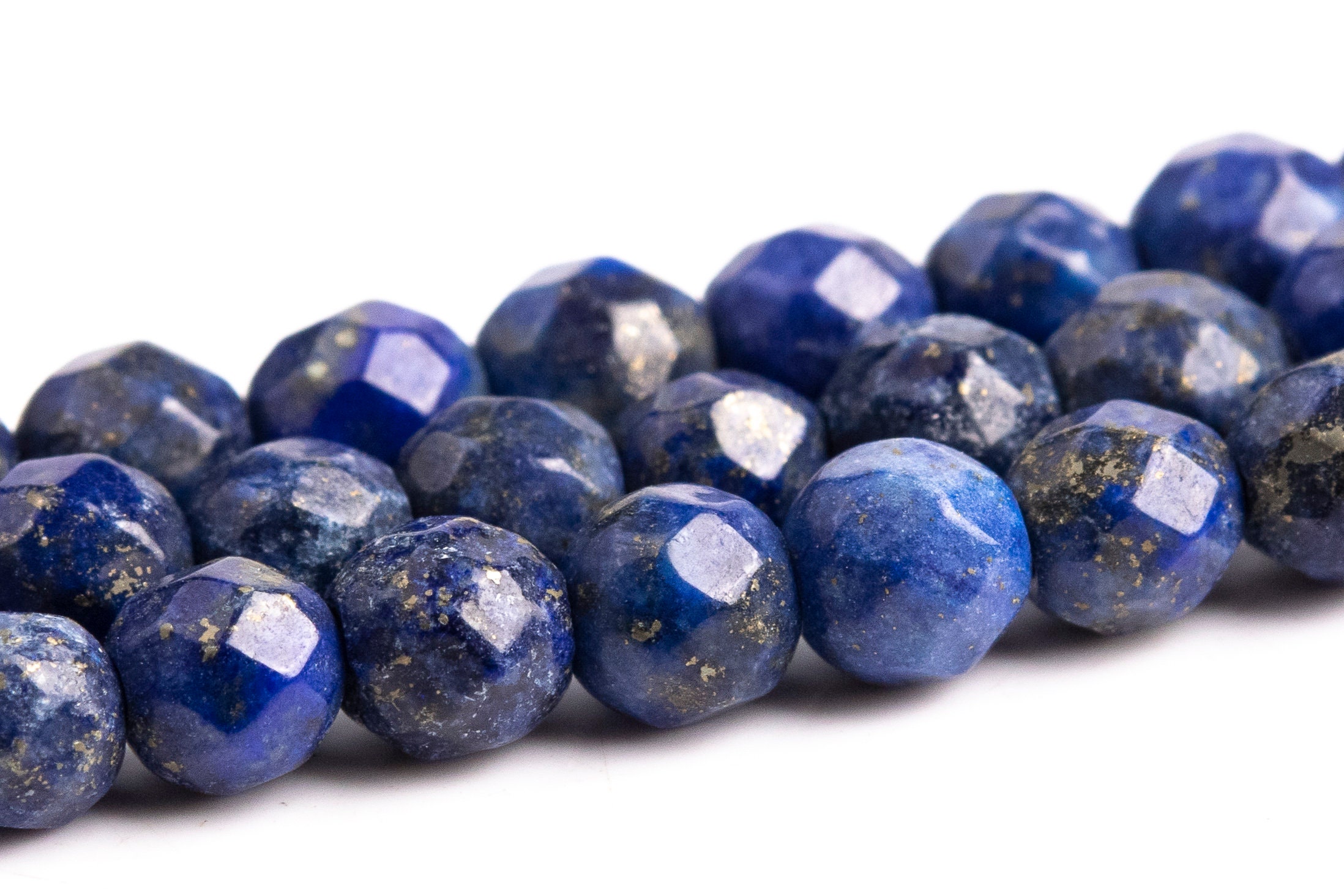 4mm Deep Blue Lapis Lazuli Beads Grade A Gemstone Faceted Round Loose Beads 15"/ 7.5" Bulk Lot Options (100897)