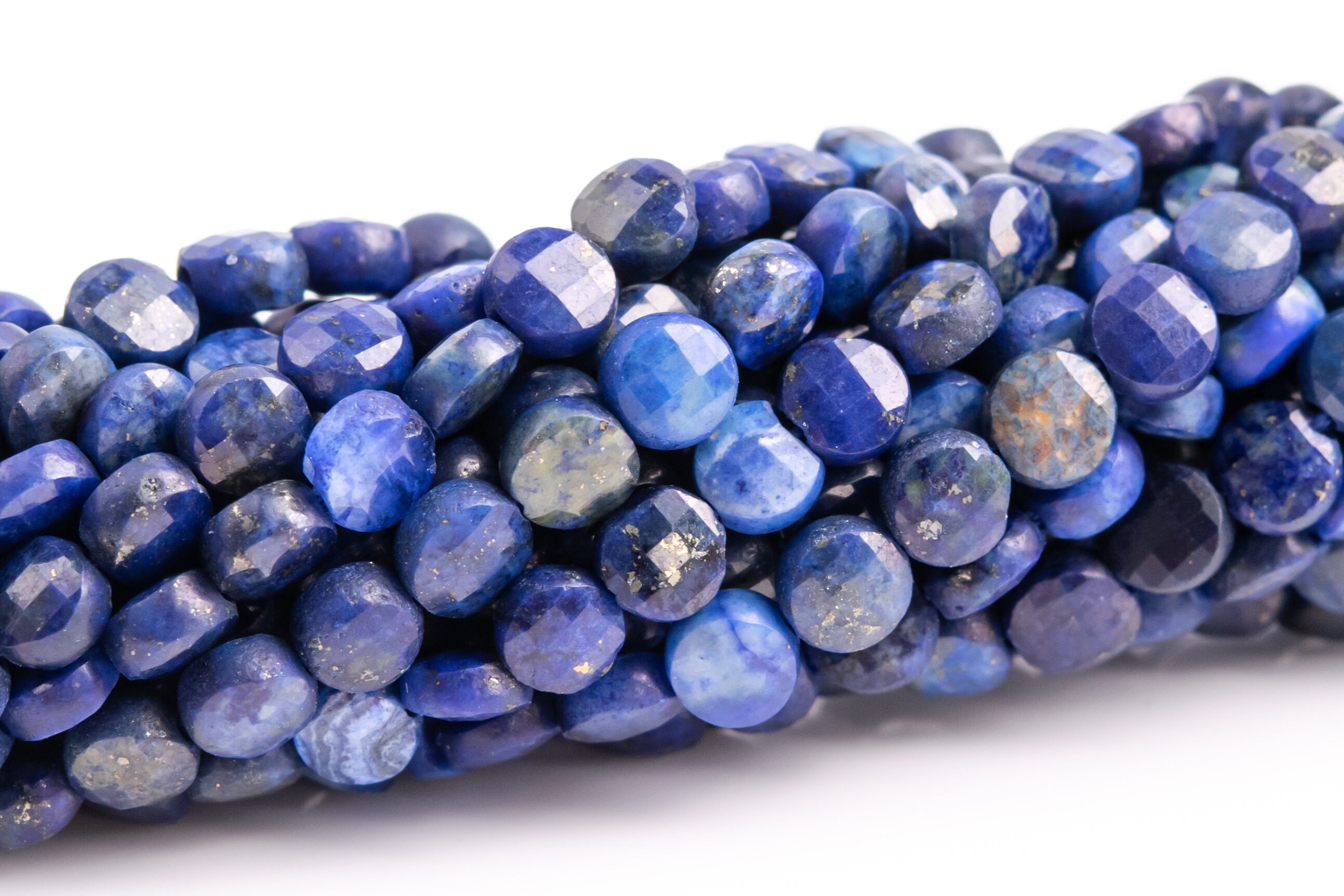 4x2mm Lapis Lazuli Beads Faceted Flat Round Button Gemstone Loose Beads 15.5" / 7.5" Bulk Lot Options (117540)
