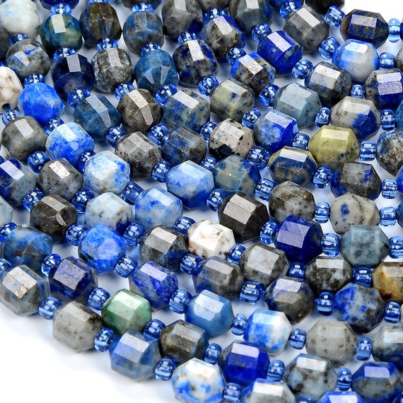 6mm Natural Lapis Gemstone Faceted Prism Double Point Cut Loose Beads Bulk Lot 1,2,6,12 And 50 (d342)