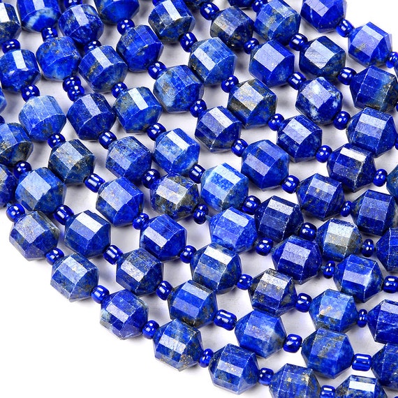 8mm Natural Lapis Lazuli Gemstone Grade Aaa Faceted Prism Double Point Cut Loose Beads Bulk Lot 1,2,6,12 And 50 (d29)