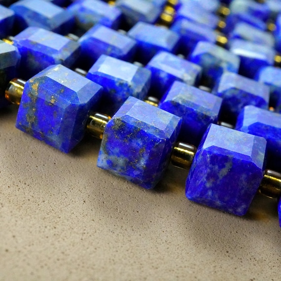 Lapis Lazuli Beads (cube)(faceted)(8mm)(15"strand)