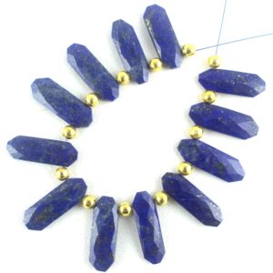 Faceted Lapis Lazuli Beads: Fancy Shape, 8x24-9x25mm (2 Pairs) Faceted Lapis Lazuli Beads: Fancy Shape, 8x24-9x25mm (2 Pairs)